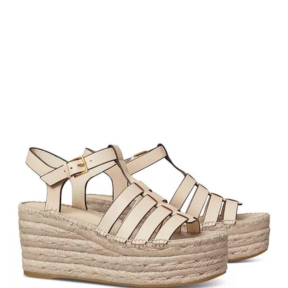 Tory Burch Women's Fisherman Espadrille Platform Wedge Sandals. Sz: 9